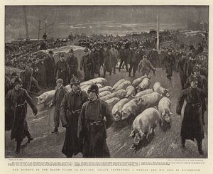The Dispute in the Bacon Trade in Ireland, Police Protecting a Drover and His Pigs in Waterford by William Small